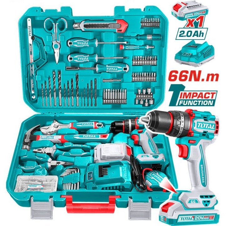 مجموعه دریل شارژی 165 پارچ صنعتی توتال مدل THKTHP11652
