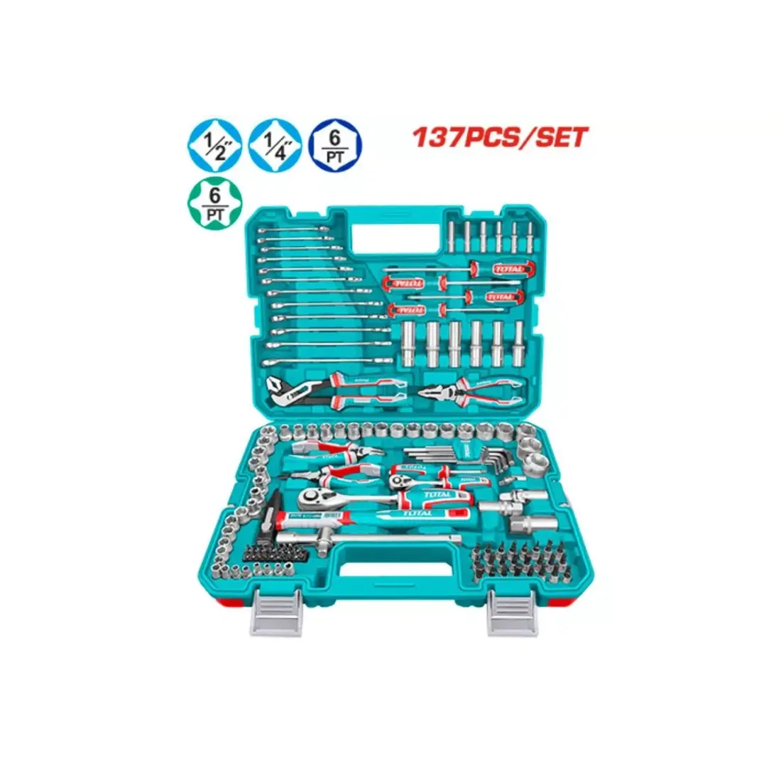 جعبه بکس و اچار 137 پارچ توتال مدل THKTHP21376